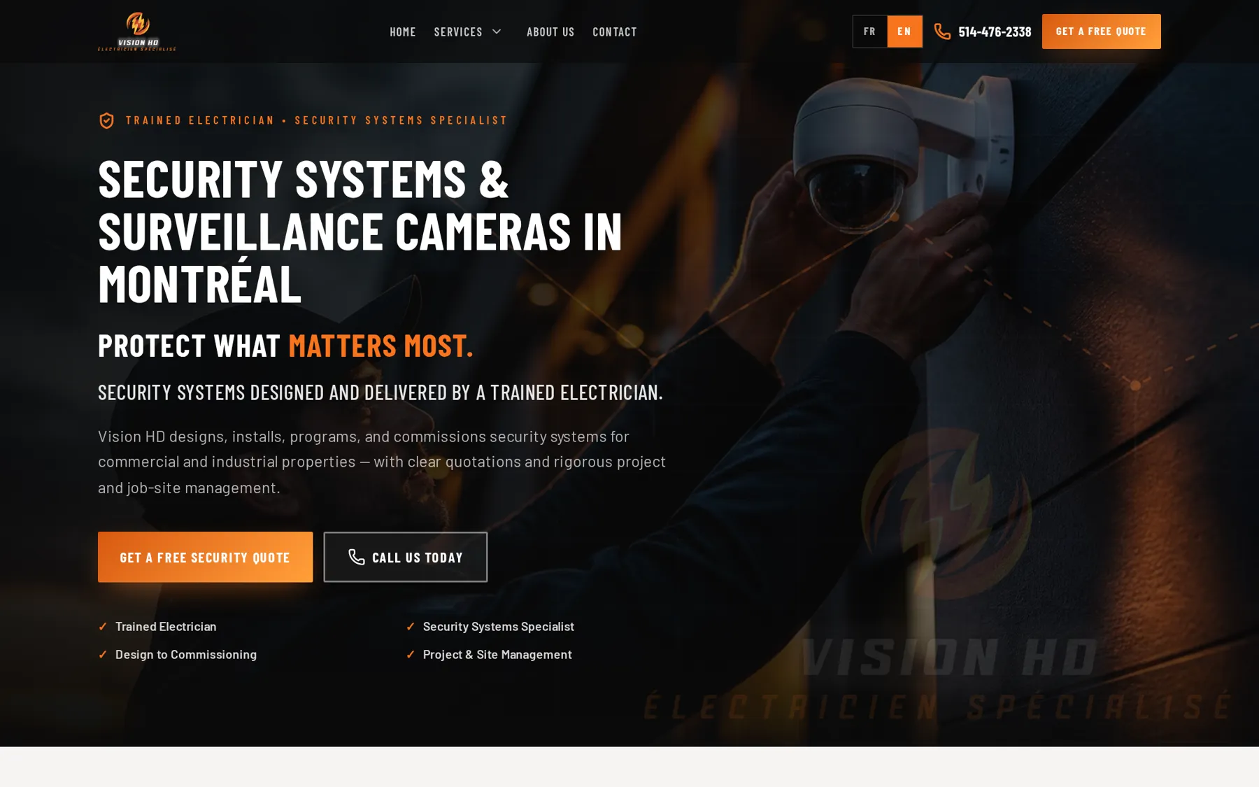 Accueil du site Vision HD sur ordinateur