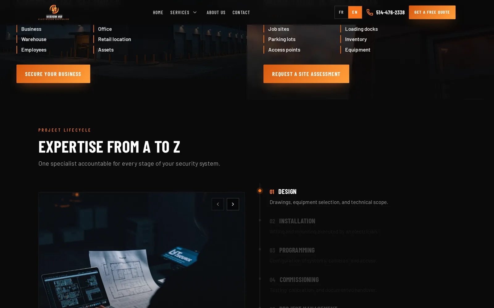 Section éditoriale du site Vision HD